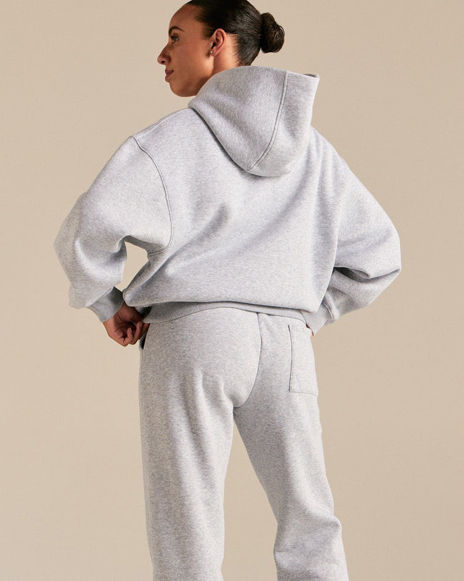 Comfort Oversized Sports Club Hoodie | Silver Grey Marl