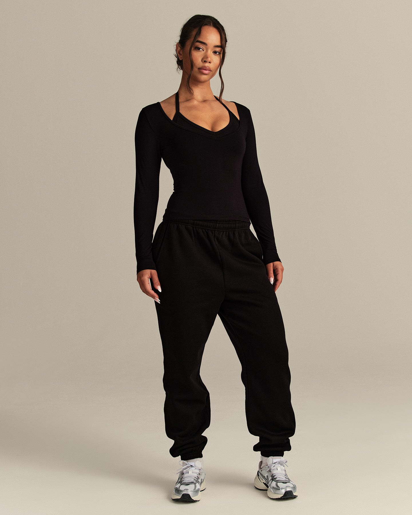 Smooth Contour Long Sleeve Reversible T-Shirt | Black