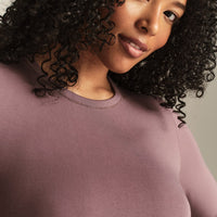 Smooth Contour Midi Crew Neck Long Sleeve T-Shirt | Deep Mocha