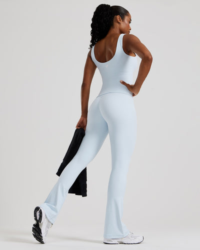 Essential Built-In Bra Scoop Back Tank | Icy Blue