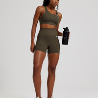 Power Seamless Adjustable Sports Bra | Dark Olive