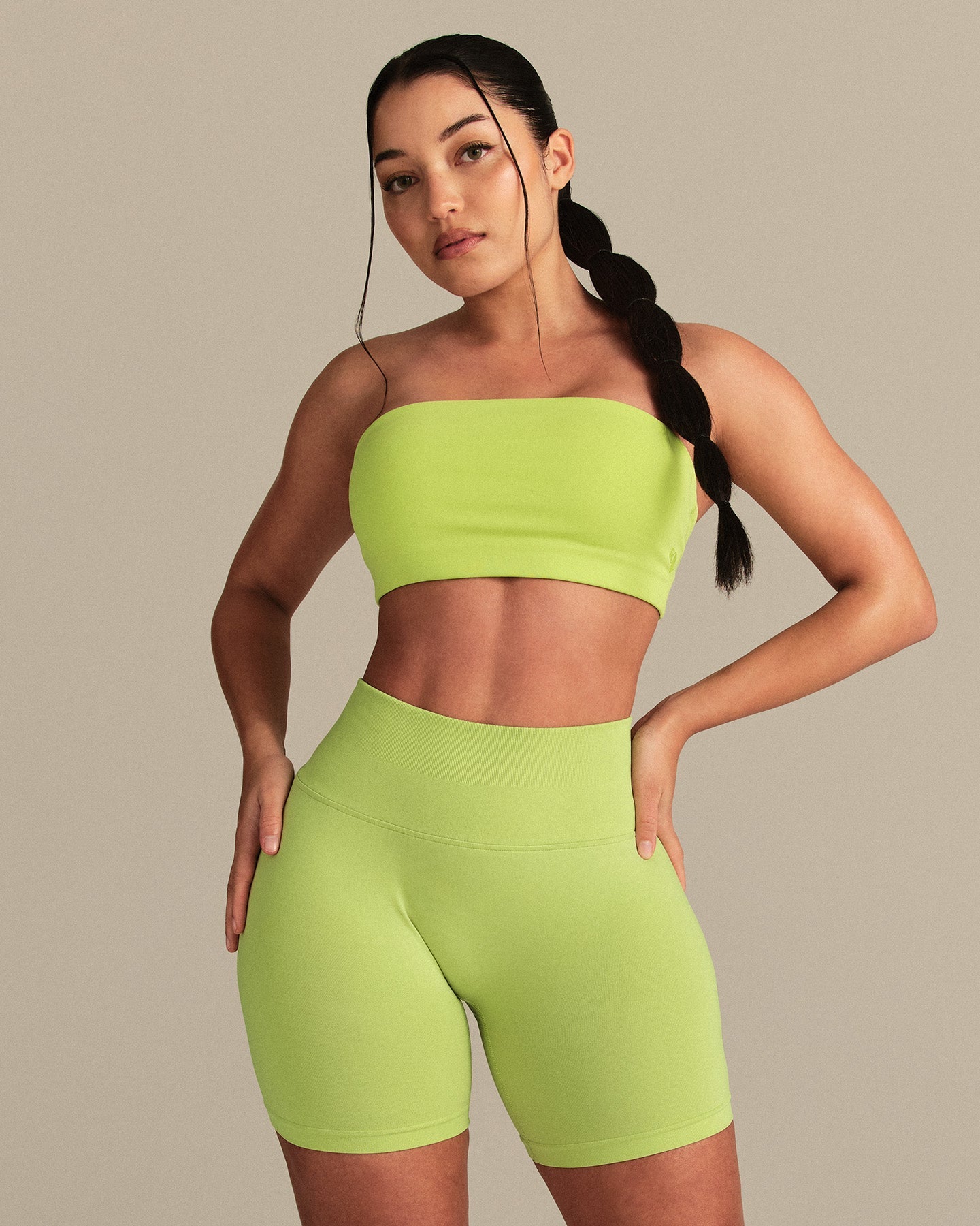 Essential Twist Back Bandeau Bra | Lime Punch
