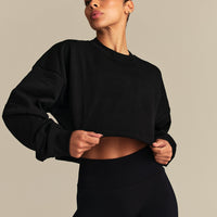 Comfort Lightweight Cropped Sweat | Black