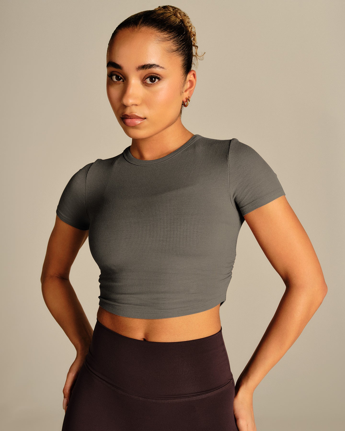 Comfort Ribbed Cropped T-Shirt | Slate Grey (1/6)