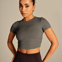 Comfort Ribbed Cropped T-Shirt | Slate Grey (1/6)