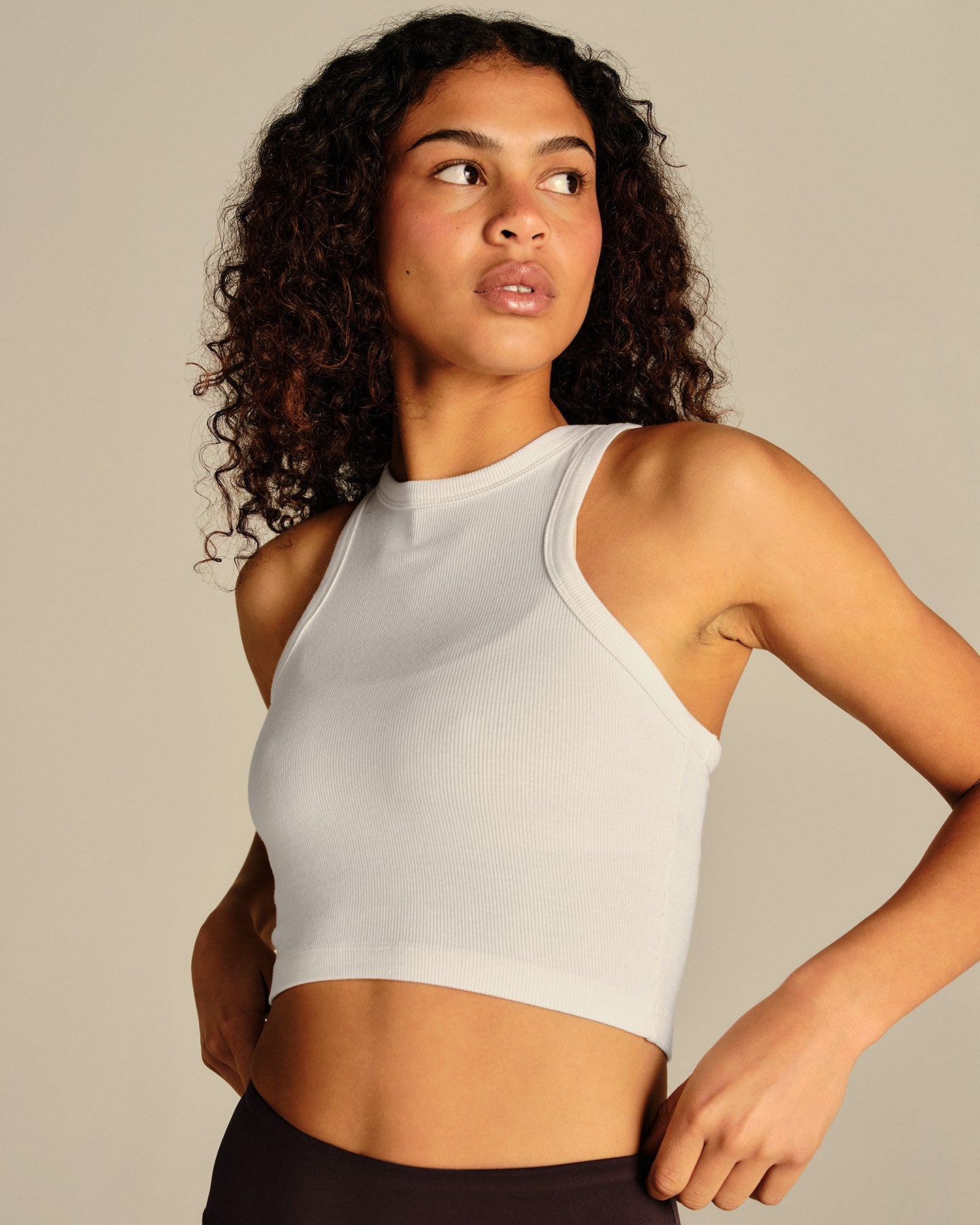 Comfort Ribbed Cropped Tank | White (1/6)