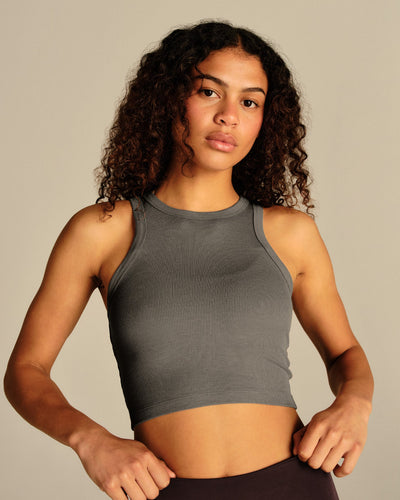Comfort Ribbed Cropped Tank | Slate Grey (1/6)