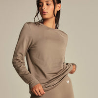 Lightweight Seamless Long Sleeve T-Shirt | Taupe Grey