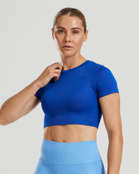 Motion Seamless Short Sleeve Crop Top | Electric Blue