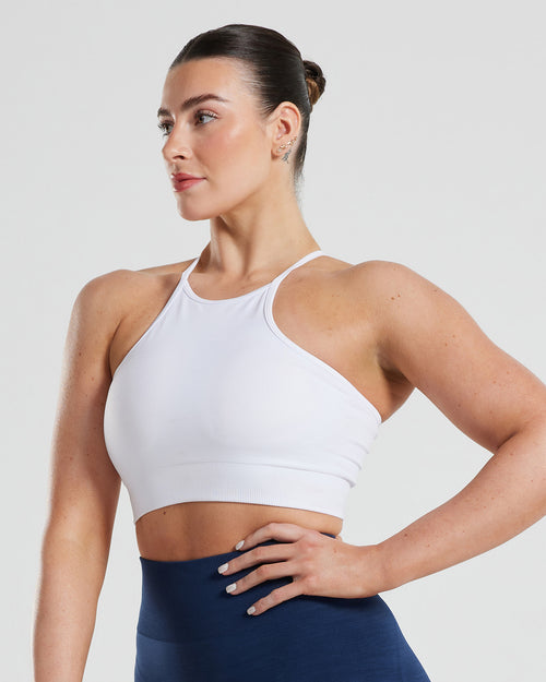 Define Seamless High Neck Bra | White