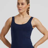 Essential Built-In Bra Scoop Back Tank | Sapphire Blue