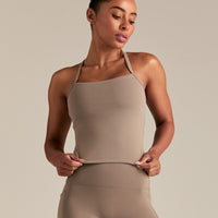 Essential Built-In Bra Midi Tank | Taupe Grey