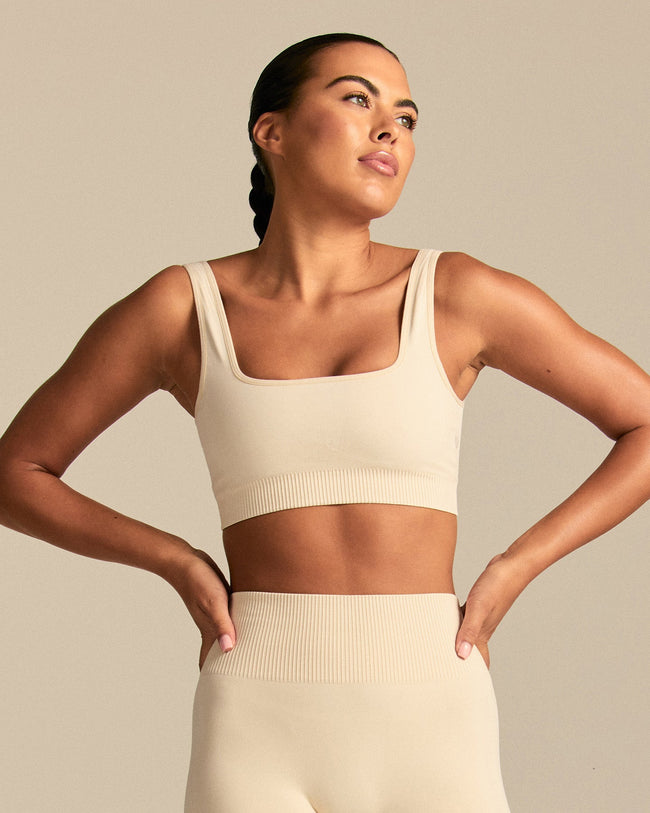 Power Open Back Mini Bra | Off White