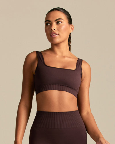 Power Open Back Mini Bra | Cafe Noir