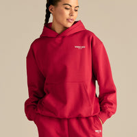 Comfort Oversized Athletic Graphic Hoodie | Candy Apple