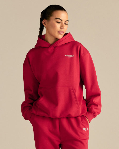 Comfort Oversized Athletic Graphic Hoodie | Candy Apple