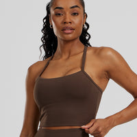 Essential Built-In Bra Crop Tank Top | Cocoa