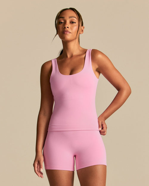 Essential Built-In Bra Scoop Back Tank | Candy Pink