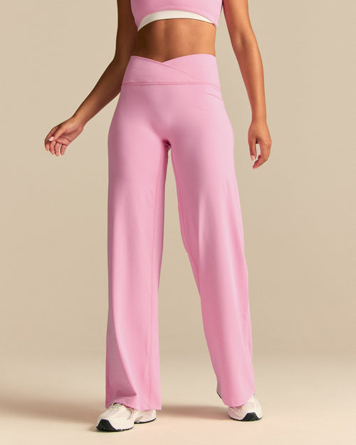 Essential Wrap High Waist Straight Leg Pants | Candy Pink