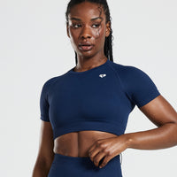 Power Seamless Short Sleeve Crop Top | Sapphire Blue
