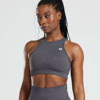 Power Seamless High Neck Bra | Graphite