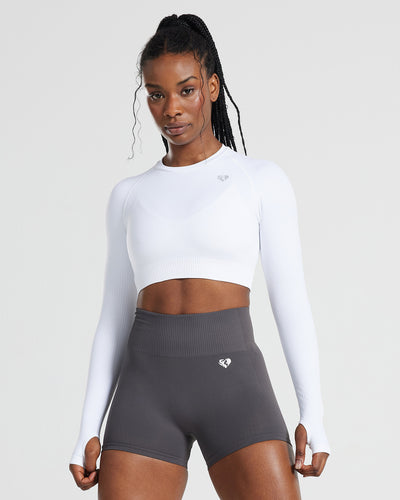 Power Seamless Long Sleeve Crop Top White M