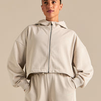 Comfort Lightweight Draw Hem Hoodie | Stone