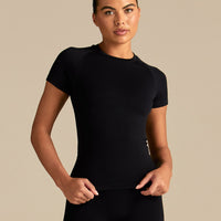 Power Seamless Short Sleeve Top | Black