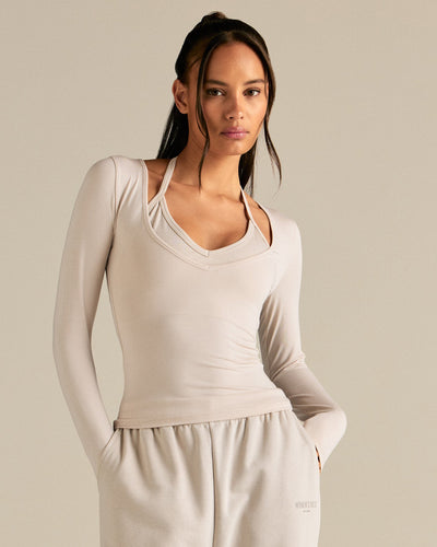 Smooth Contour Long Sleeve Reversible T-Shirt | Stone