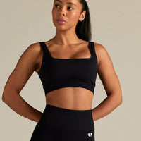 Power Seamless Open Back Mini Bra | Black