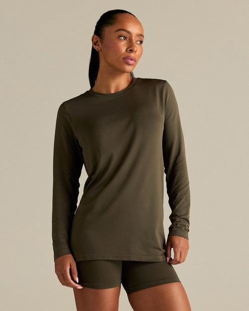 Lightweight Seamless Long Sleeve T-Shirt | Dark Olive