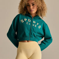 Comfort Cropped Sports Club Hoodie | Eden Green