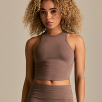 Cotton Contour Racer Tank | Mocha