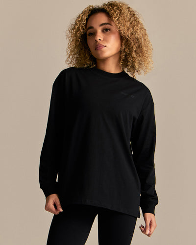 Comfort WB Logo Oversized Long Sleeve T-Shirt | Black