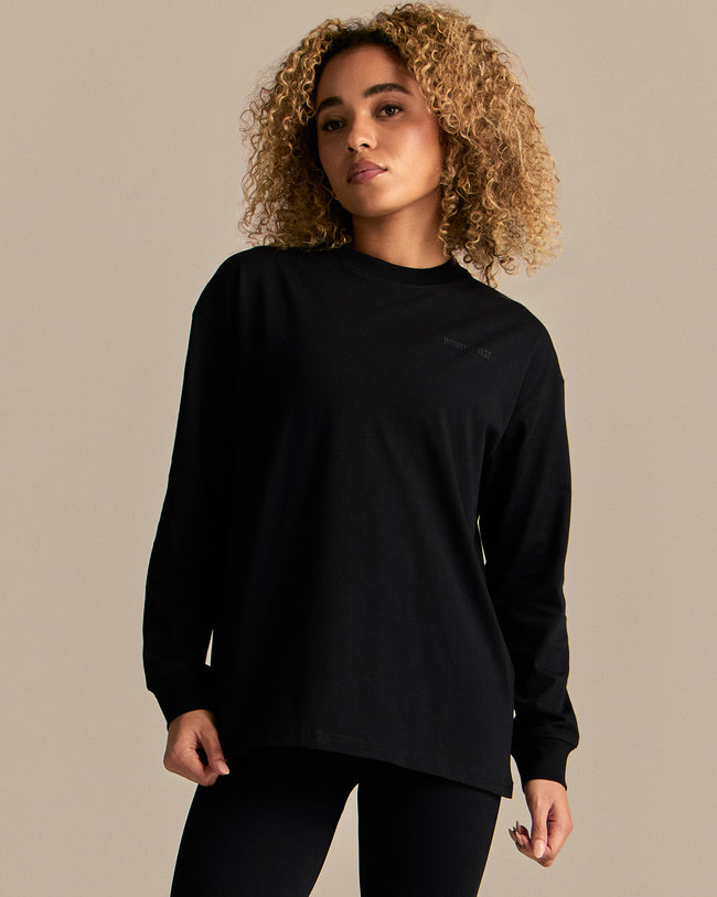 Comfort WB Logo Oversized Long Sleeve T-Shirt | Black