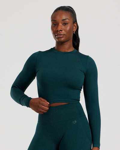 Motion Seamless Long Sleeve Midi Top | Dark Moss