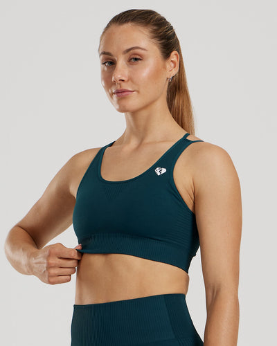 Power Seamless Sports Bra | Dark Moss