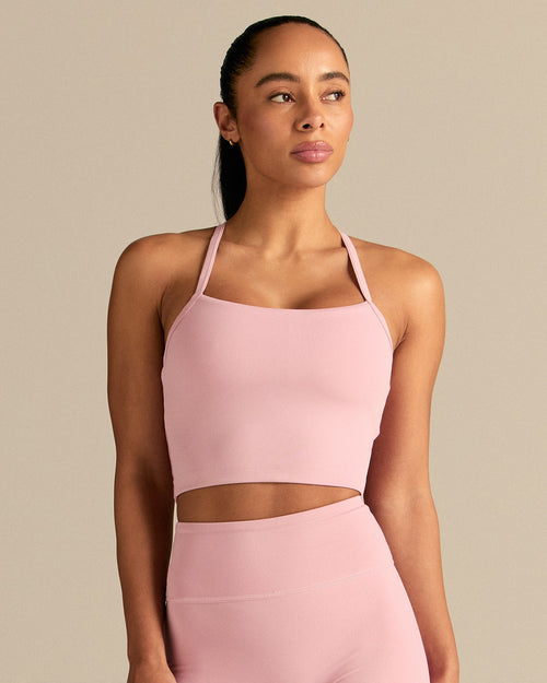 Essential Built-In Bra Crop Tank Top | Sweet Pink
