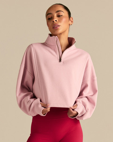 Comfort Lightweight Half Zip Draw Hem - Sweet Pink | Women's Best CA