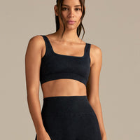 Power Seamless Open Back Mini Bra | Washed Black