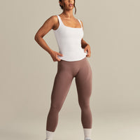 Smooth Contour Midi Square Neck Tank | White