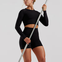 Essential Long Sleeve Crop Top | Black