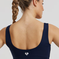 Essential Built-In Bra Scoop Back Tank | Sapphire Blue