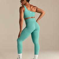 Power Seamless One Shoulder Bra | Marine Green