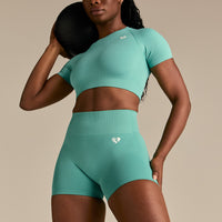 Power Seamless Scrunch Shorts | Marine Green