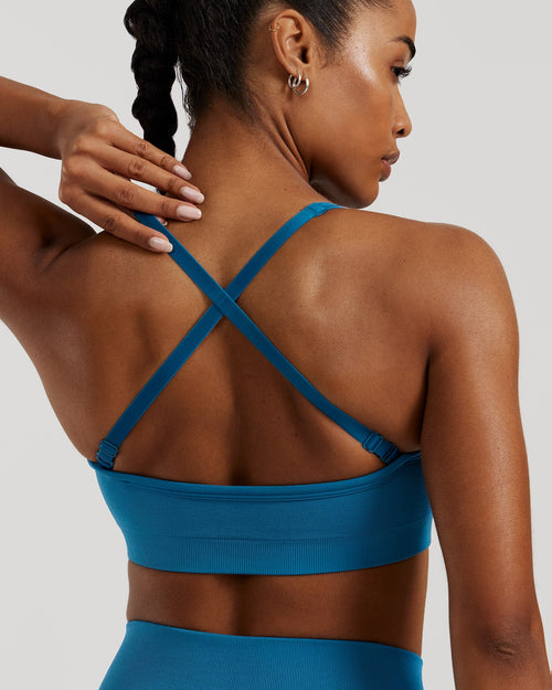 Motion Seamless Straight Neck Bra | Peacock Blue