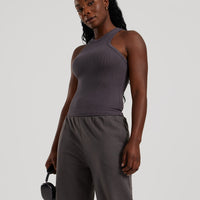 Comfort Ribbed Midi Tank | Graphite