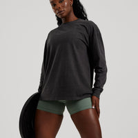 Comfort Oversized Long Sleeve T-Shirt Washed | Black