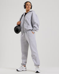 Comfort Oversized Zip-Up Hoodie | Silver Grey Marl