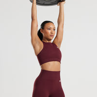 Power Seamless High Neck Bra | Dark Cherry